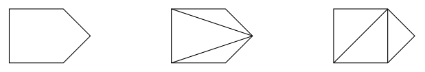 Une face pentagonale et deux triangulations possibles